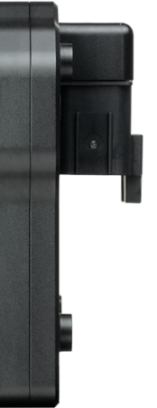 Cropped SDM-330 side view showing downward-facing connector for compact dash installations.
