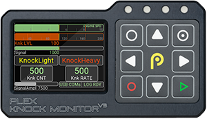 PLEX Knock Monitor V3 Basic showing custom knock monitoring page with intensity and knock count data.