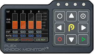 PLEX Knock Monitor V3 HD version knock display showing a graph with the knock level for each cylinder