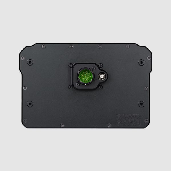 PLEX SDM-700R Dash Display Logger – Back View with 37-Pin Motorsport Connector Back view of the PLEX SDM-700R Dash Display Logger with visible 37-pin motorsport connector on the compact aluminum enclosure.
